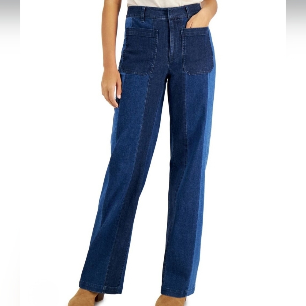 INC International Concepts Blue Flare Wide Leg Jeans